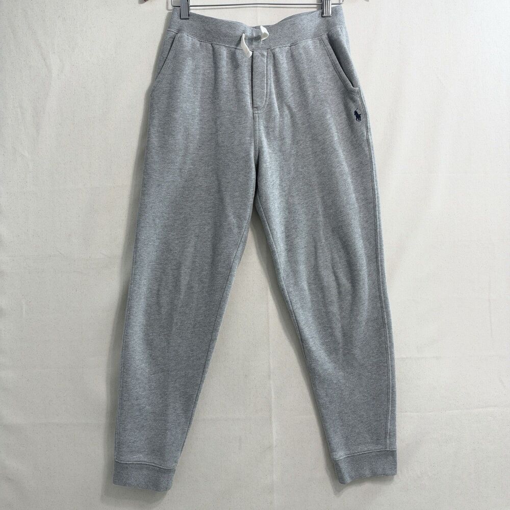 Polo Ralph Lauren Boys L 14-16 Gray Fleece Jogger Sweatpants Pony Logo
